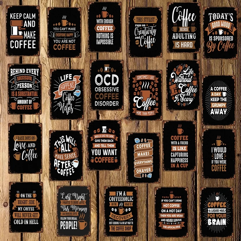 

[ WellCraft ] Coffee World quote Correction Metal Signs Wall Sticker Poster Cafe Decor for Pub bar Mural Iron Painting LT-1757