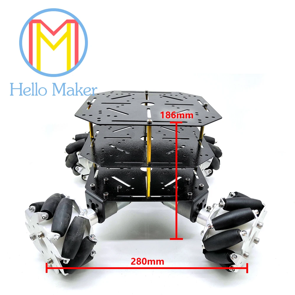 4 WD. Колесо Mecanum 100 мм. Алюминий сплава. Мощный мотор. Для вентиляторы "сделай сам". Игрушечный автомобиль. Робот