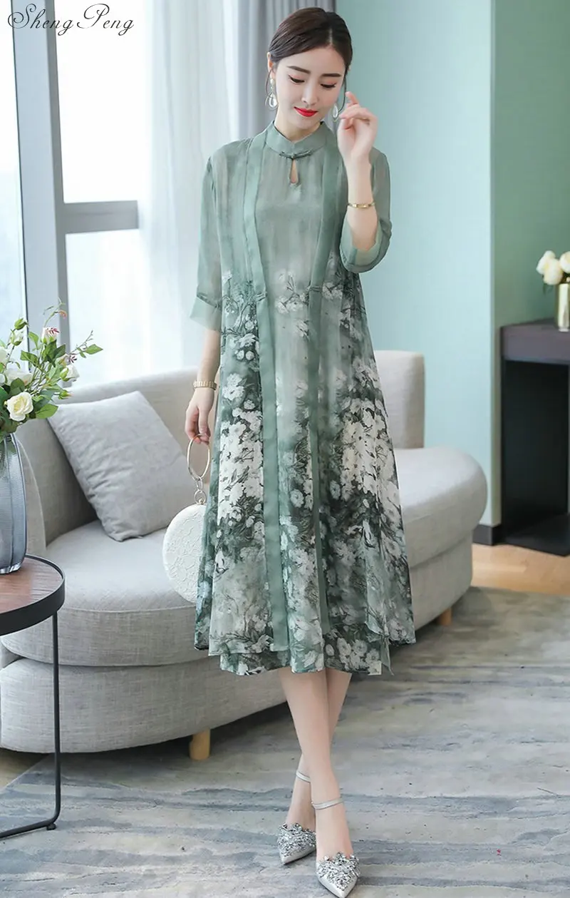 Традиционное китайское длинное платье Ao Dai женское Элегантное Длинное Платье