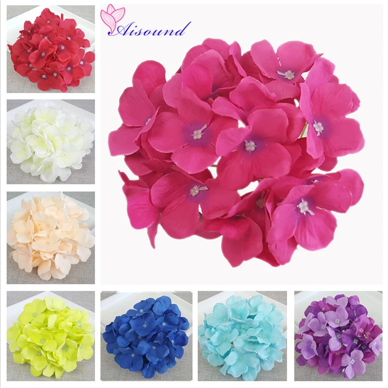 

20pcs 15cm Hydrangea Flower Head Artificial Silk Flowers For a Wedding Decoration DIY Wall Flower Handmade Floral Crafts Flories