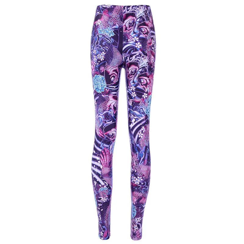 Леггинсы размера плюс женские леггинсы модные очаровательные фиолетовые розы 3