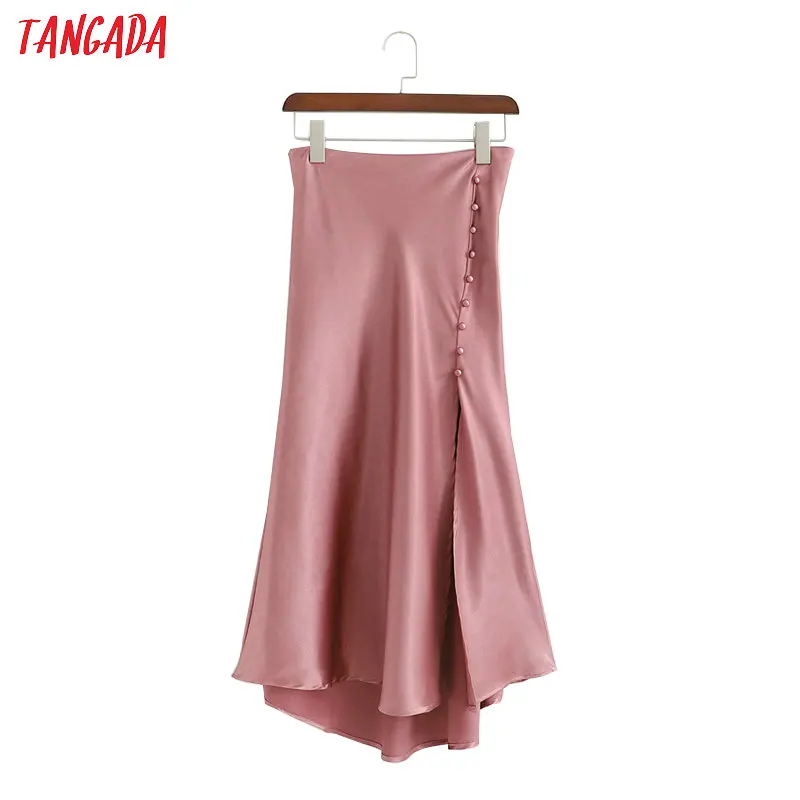 Tangada, Женская Асимметричная юбка, боковые пуговицы, подол, открытая, высокая талия, Дамская мода, элегантные, плиссированные юбки, faldas mujer, 1D336