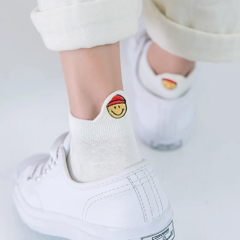 5 пар Хлопковые женские милые носки корейские стильные тонкие модные короткие