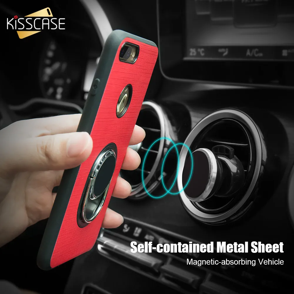 KISSCASE Phone Case For iPhone 6 6S 7 / Plus 5 5S SE Samsung S8 S7 Edge Cover Car Magnetic Absorb Ring Stand Bag |