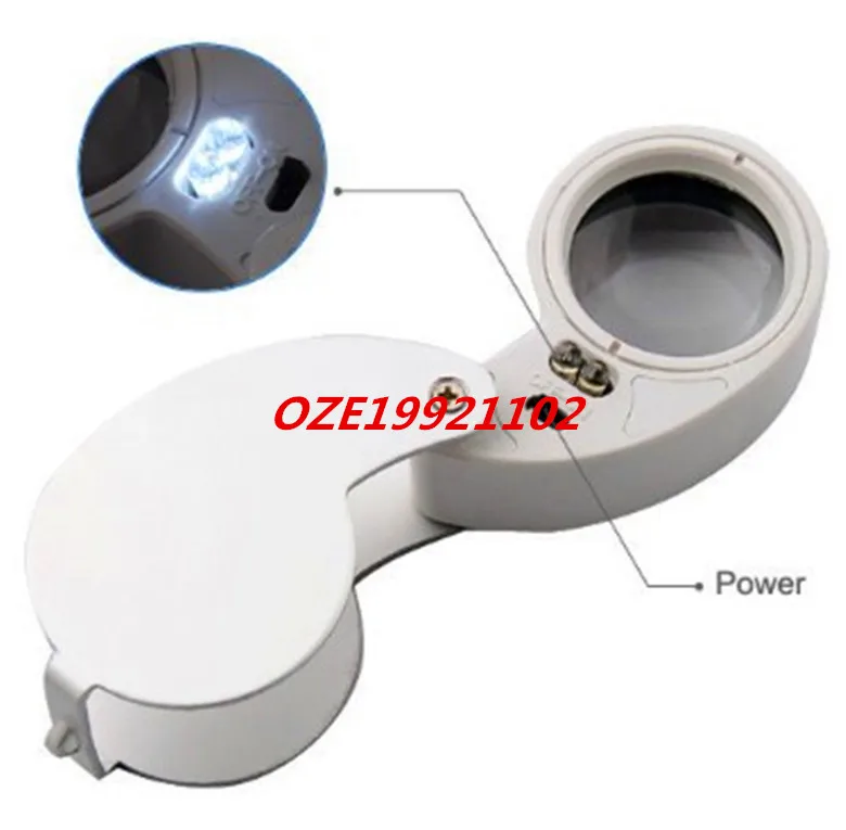1PCS LED Light 40X 25mm 30X 21MM Folding Jewelry Loupe Magnifying Glass Magnifier Stationery | Канцтовары для офиса и дома