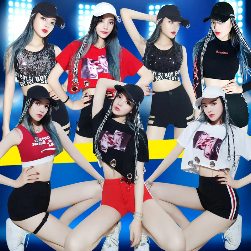 Cheerleader Стильные топы в стиле хип хоп шорты одежда для уличного танца ночного
