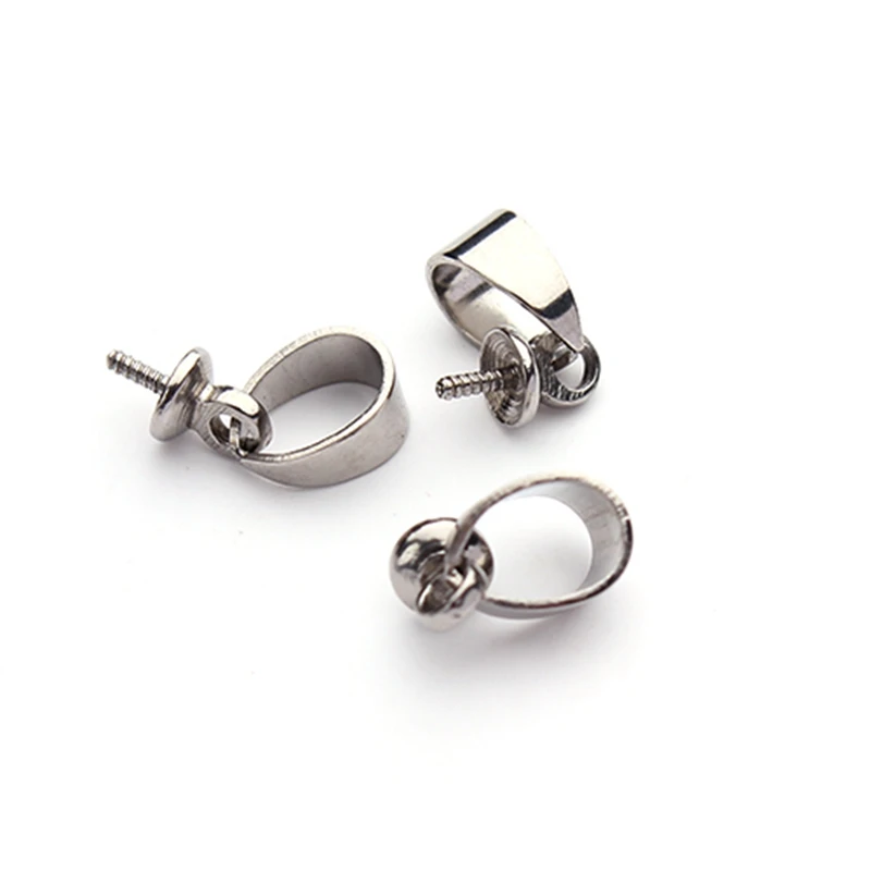 

10pcs/lot 5*13mm Stainless Steel Pendant Clasp With Bails Necklace Pendant Clip Jewellery Diy Finding F2210