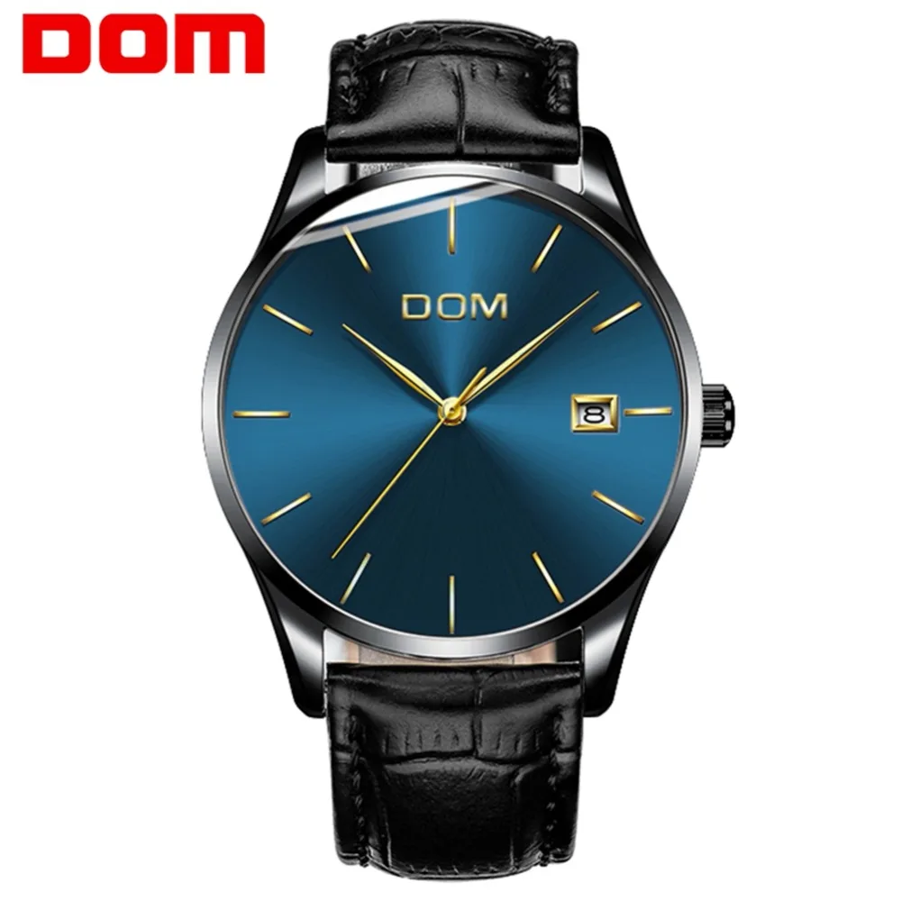 DOM мужские минималистичные повседневные кварцевые часы ультра-тонкий дизайн