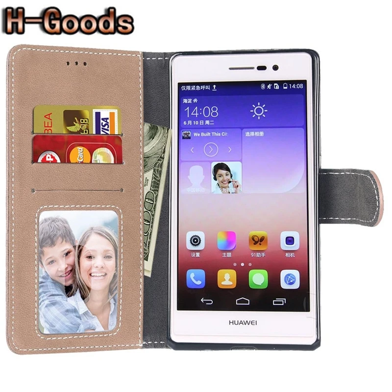 H goods Роскошная искусственная кожа и силикон чехол для телефона huawei Ascend P7 Чехол