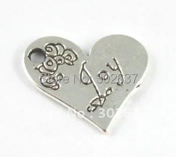 60 шт. Тибетский серебристый цвет в форме сердца JOY charm A15221|joy charm|charm charmheart shaped charms |