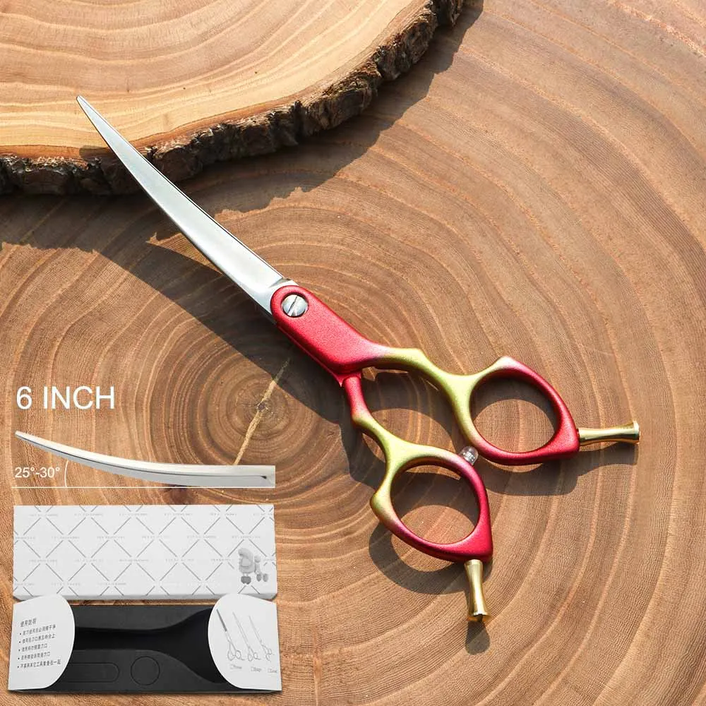 6 INCH Curved 1 Профессиональные ножницы для стрижки собак кривая 6 дюймов 6,5 дюймов изогнутые ножницы легкий вес многоцветный Япония 440C Kingbird Топ класс - Цвет: 6 INCH Curved 1