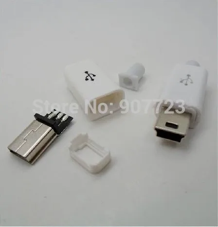 Белый 10 шт. Mini USB 5 Булавки штекер разъем и Пластик Крышка для DIY | Обустройство дома