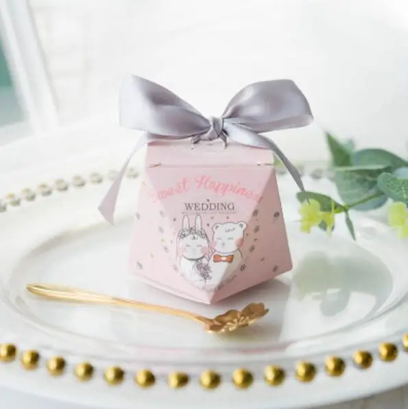 100 шт. розовый медведь пара бриллиантовый стиль свадебные сувениры конфетная