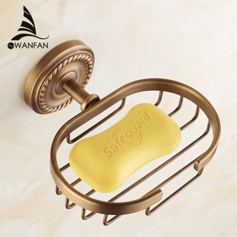 

Soap Dishes Antique Solid Brass Soap Basket Holder Soap Storage Wall Mounted Bathroom Accessories Black Soap Basket HJ-1306F