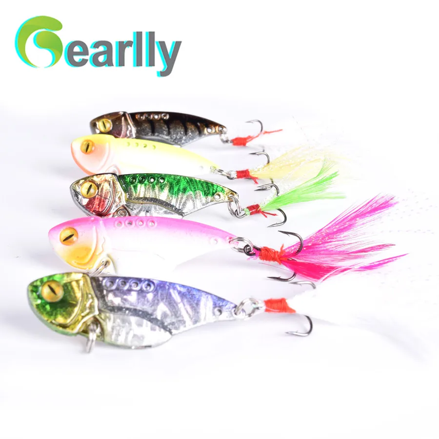 

5 pcs 11g VIB Metal Lures all level water colorful painting length 5cm with treble hooks