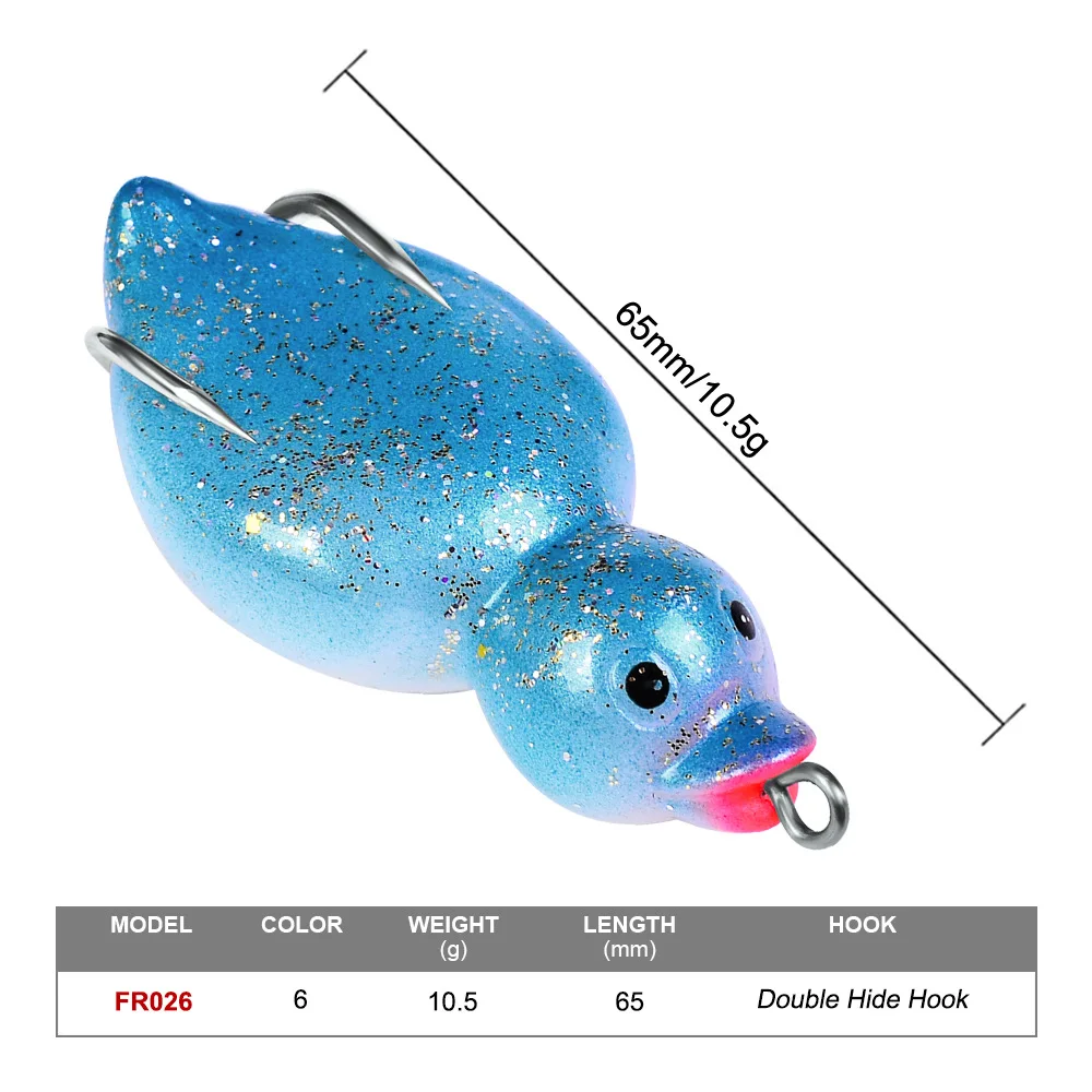 Proberos Fishing Lures FR026 6.5cm Fake Ducklings Bait Soft 10.5g Frog Lure Black Fish Killer Tackle Pesca | Спорт и развлечения