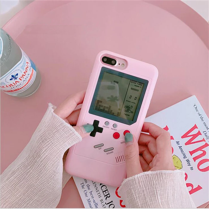 Розовый цвет дисплей Gameboy Мягкий силиконовый чехол для зарядного устройства для телефона Gameboy чехол для iPhone 6 6S 7 8 Plus X Classic