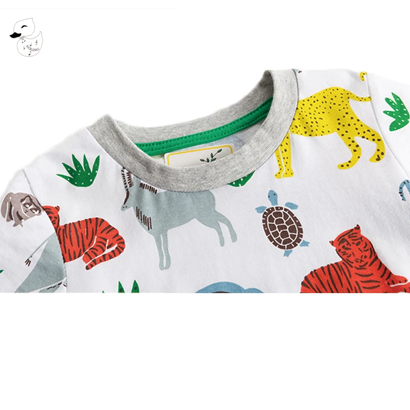 BINIDUCKLING Toddler Kids Clothes Sets Animal Printed T-shirts Shorts Summer Basic Cotton Boy Outfits Children's Clothing | Детская
