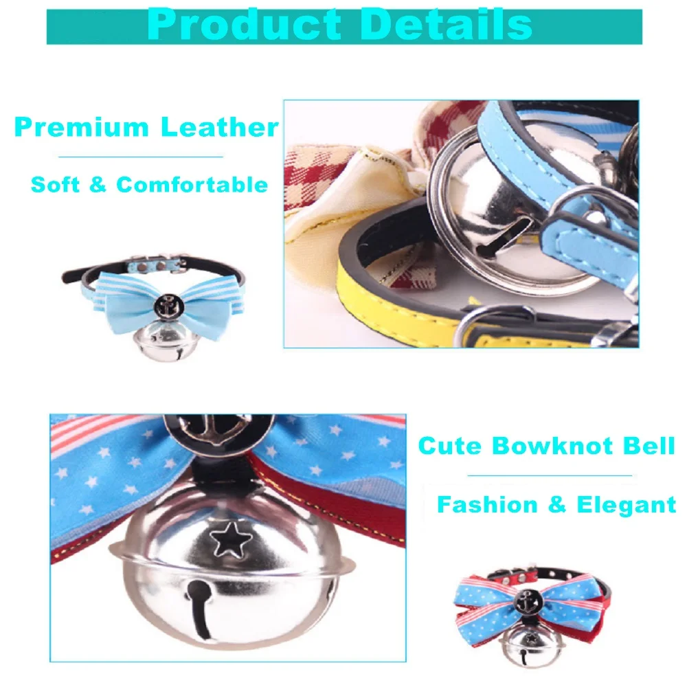 Регулируемый ошейник для домашних животных с бантиком и колокольчиками