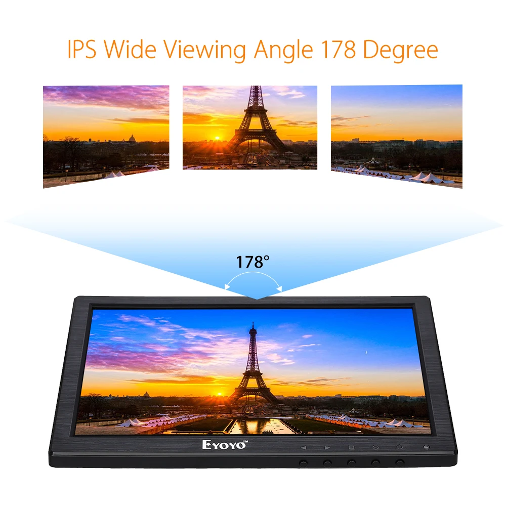 EYOYO EM10A 10 1 &quotips светодиодный HD HDMI монитор 1280*800 VGA Видео Аудио со встроенными