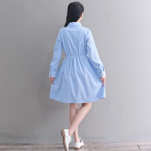 Осенне зимнее винтажное платье Новые Женские однотонные вельветовый с длинным