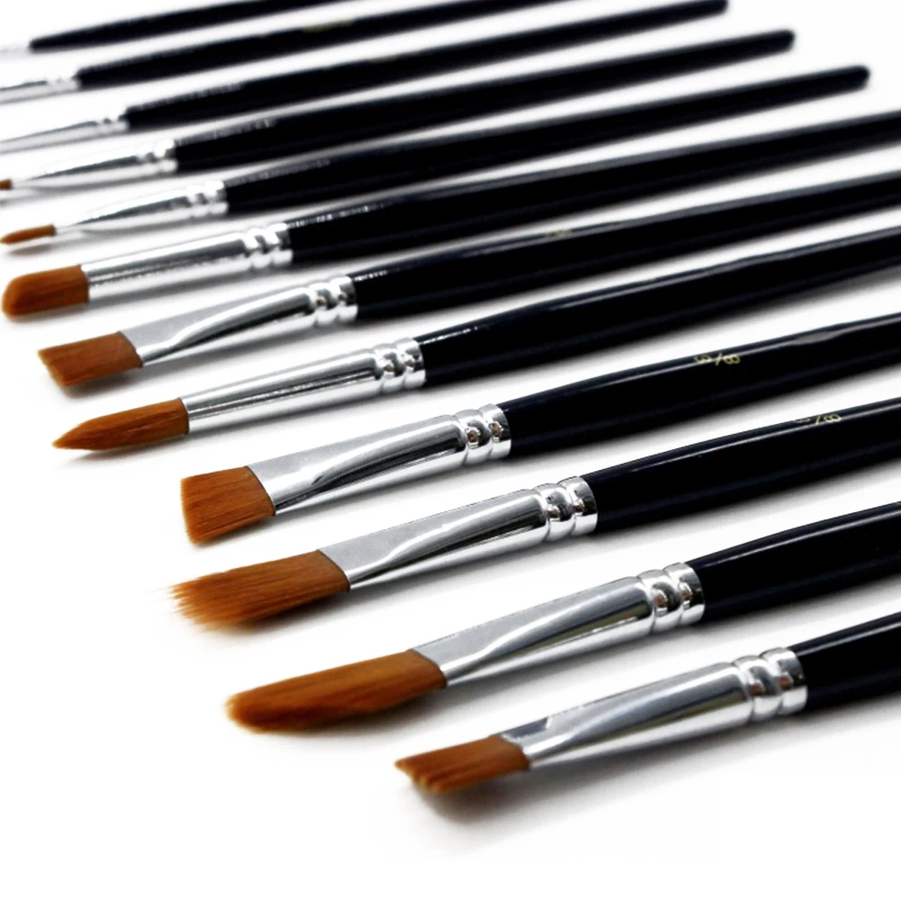 12 шт. набор художника острый кончик нейлоновая ручка для волос акварельные