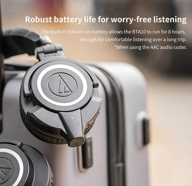FiiO Bluetooth 5,0 аудио музыка беспроводной Bluetooth адаптер для Audio-Technica ATH-M50x для ATH-MSR7 с поддержкой aptXLL Micphone