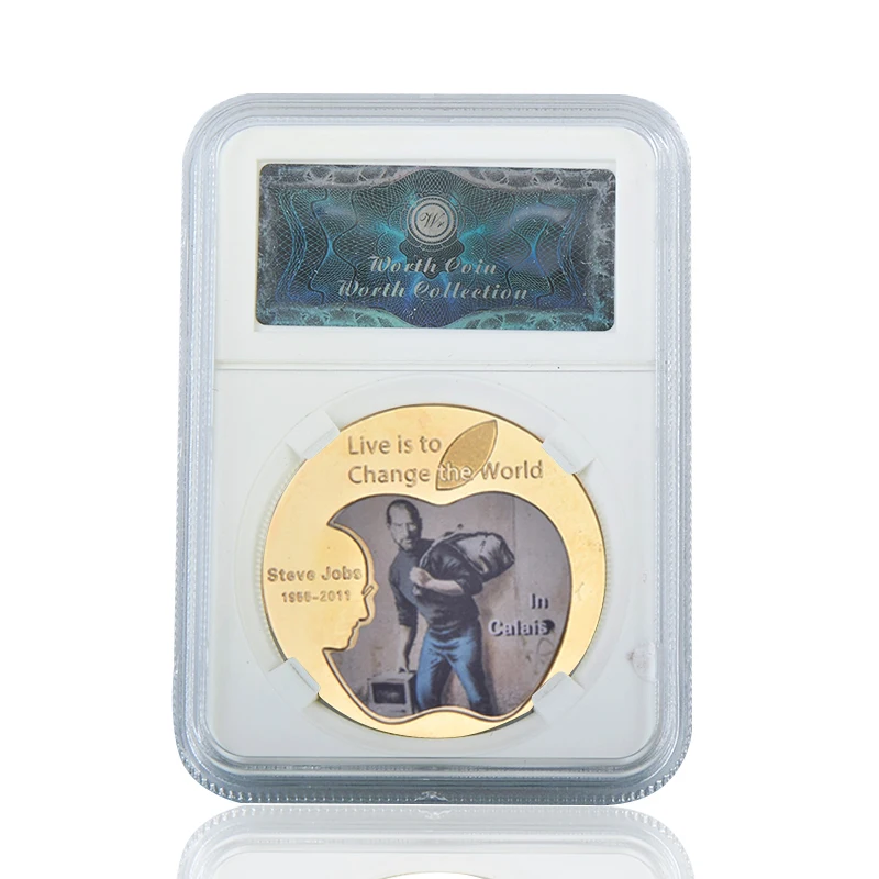 coin5 with case WR Steve Jobs золотые коллекционные монеты набор с монетницей США вызов монеты Оригинальные металлические монеты персонализированный подарок дропшиппинг - Цвет: coin5 with case