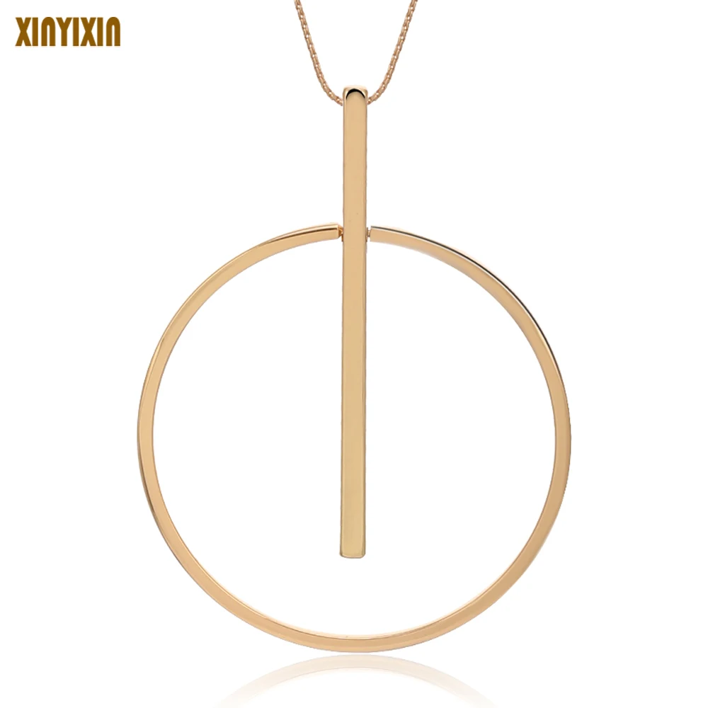 

Simple Big Round Pendant Necklace Women Minimalist Gold Circle Long Necklace Elegant Collier femme 2019 Fashion Jewelry Her Gift