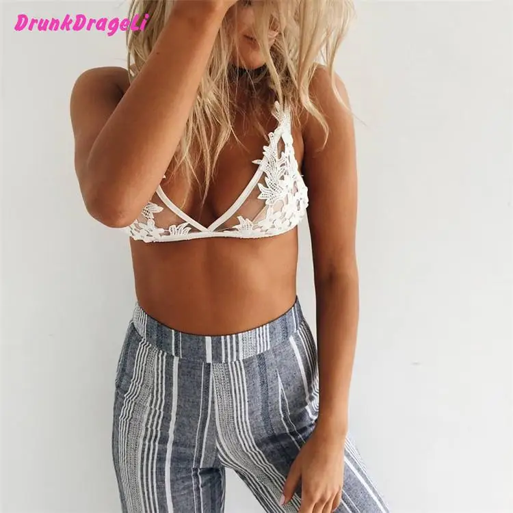 DRUNKDEAGELI Sexy wire free transparent unpadded Mesh fringe lace bralette Adjustable strap bras for women lingerie | Женская одежда