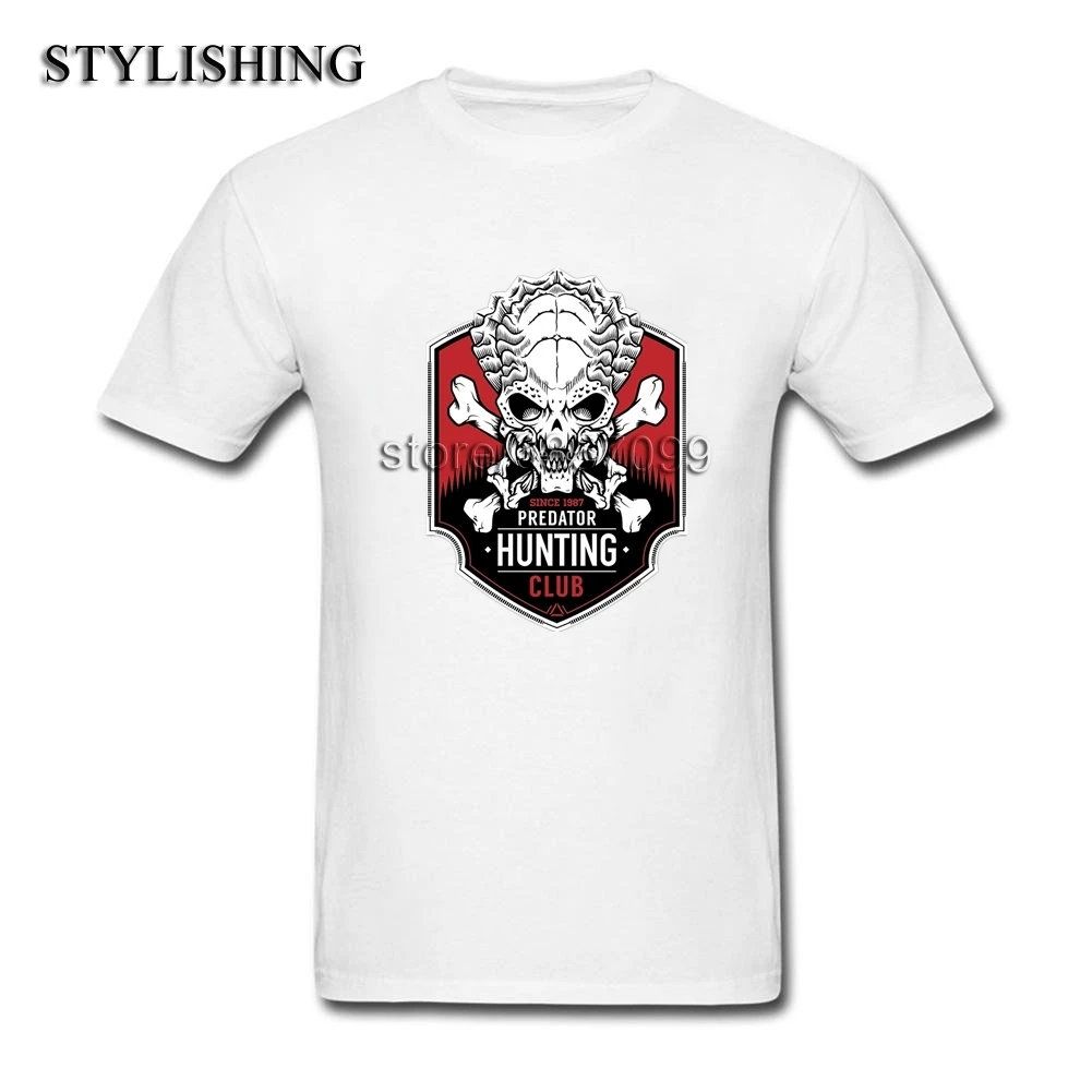 Топы Для мужчин футболка хлопковая круглый вырез горловины чужой Хищник клуб