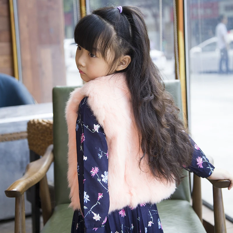 Детская одежда стильная жилетка для девочек короткая из меха кролика жилет | Мать