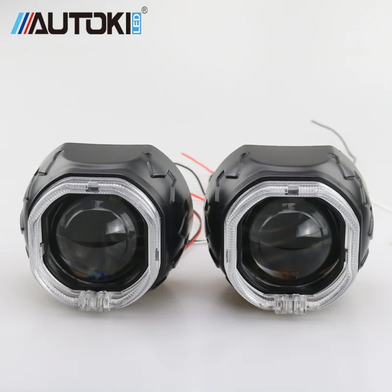 Autoki супер яркий светодиодный Ангельские глазки Halo+ HID Автомобильная прожекторная линза фары Bi-xenon комплект дооснащения обновления Мини 2,5 ''8,0 H1 H4 H7