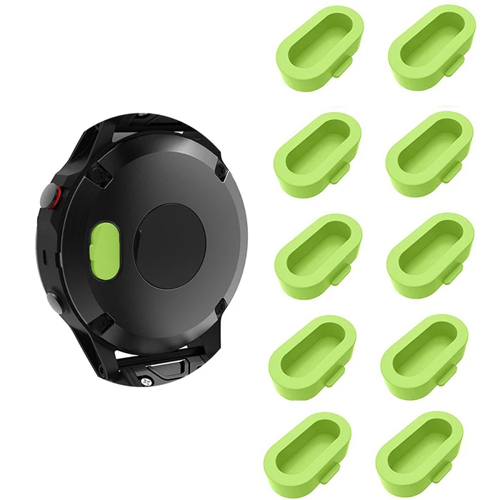 10pcs green Силиконовые Анти пылезащитные вилки зарядное устройство браслет защита порта для Garmin Fenix 5/5S/5X/Instinct/Forerunner 935 аксессуары - Цвет: 10pcs green