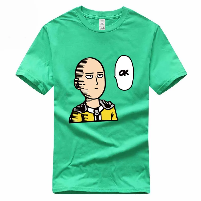 Футболка One Punch Man Saitama Sensei из японского аниме, европейский размер, хлопок, летняя повседневная футболка с круглым вырезом для мужчин и женщин GMT300004 - Цвет: Green A