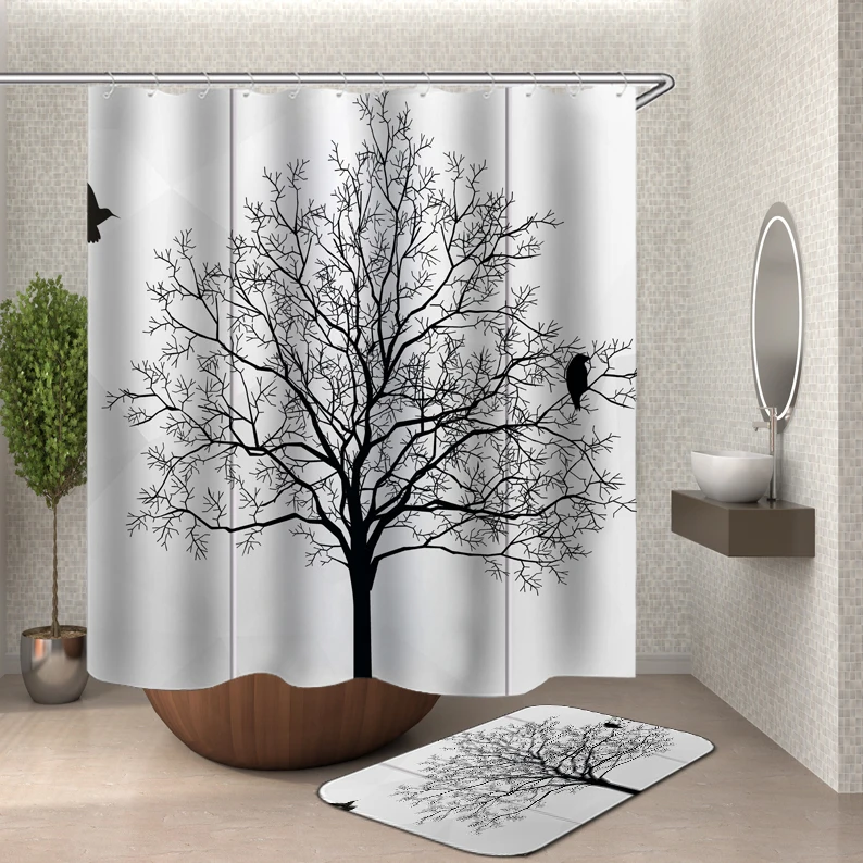 Floral shower curtain fabric 3d bathroom shower curtains bathroom curtain hooks waterproof water repellent bathroom or mat - Цвет: HY55