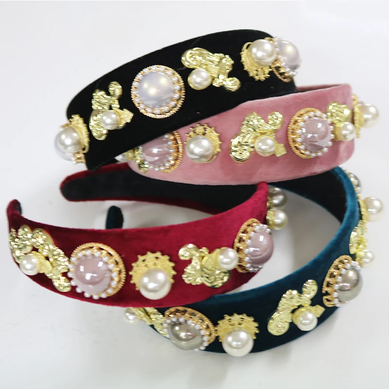 Модные бархатные аксессуары для волос ювелирные изделия из кристаллов большая