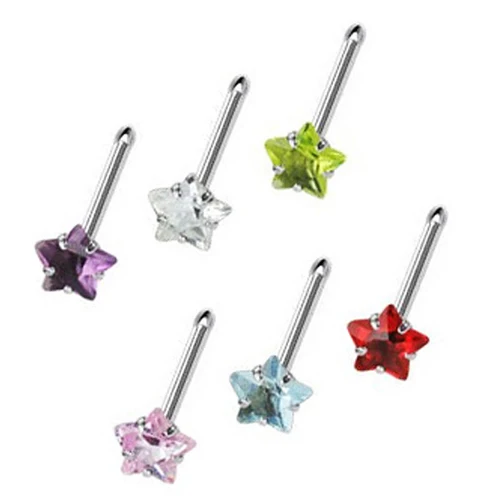 Star V Nose Bone 1 шт CZ Циркон ноздри нос винт кольцо Пирсинг звезда, сердце, квадрат, Neus нос Bine гвоздики ювелирные изделия для тела 20 г - Окраска металла: Star V Nose Bone