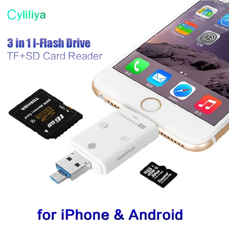 3 в 1 iFlash Drive HD USB 0 Micro SD SDHC TF OTG кард ридер для iPhone7 7plus 6 6splus ipad ios устройство всех