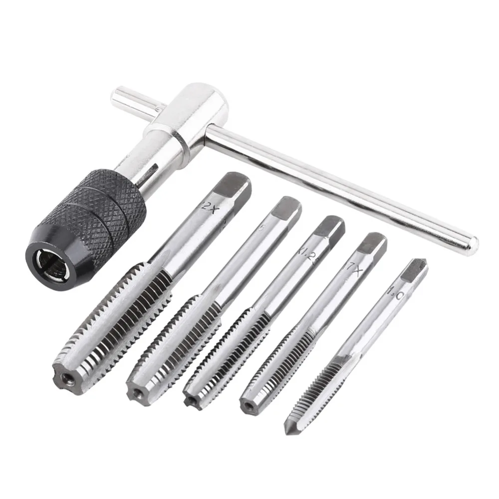 6 шт. рука Метчик WrenchTap комплект M6/M7/M8/M10/M12 прямо рифленый резьбе метрической