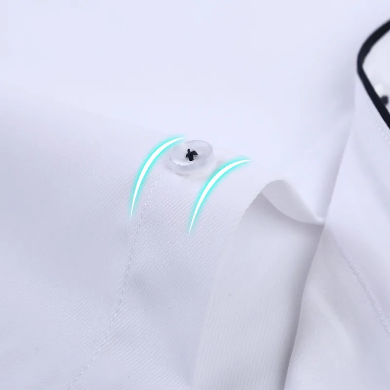 Мужская однотонная формальная рубашка не требует глажки без нагрудного кармана