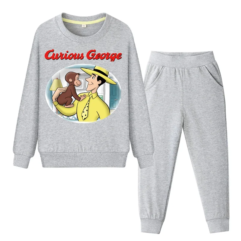 Детский спортивный костюм из 100% хлопка комплект одежды с принтом Любопытный