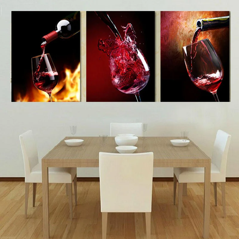 

Abstract Oil Painting Canvas Hand Made Red Painting Dinning Room Decoration Three Canvas Paintings For The Kitchen Canvas