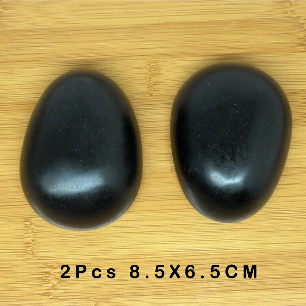 2pcs 6.5x8.5cm Горячий камень, массажный набор, снимает стресс, боль в спине, забота о здоровье, акупрессура, лава, базальтовые камни для здоровья, спа-рок - Цвет: 2pcs 6.5x8.5cm