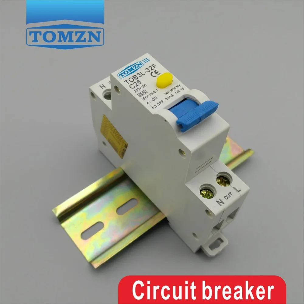 TOB3L 32F 18 мм RCBO 25A 1P + N 6KA автоматический выключатель остаточного тока с защитой от