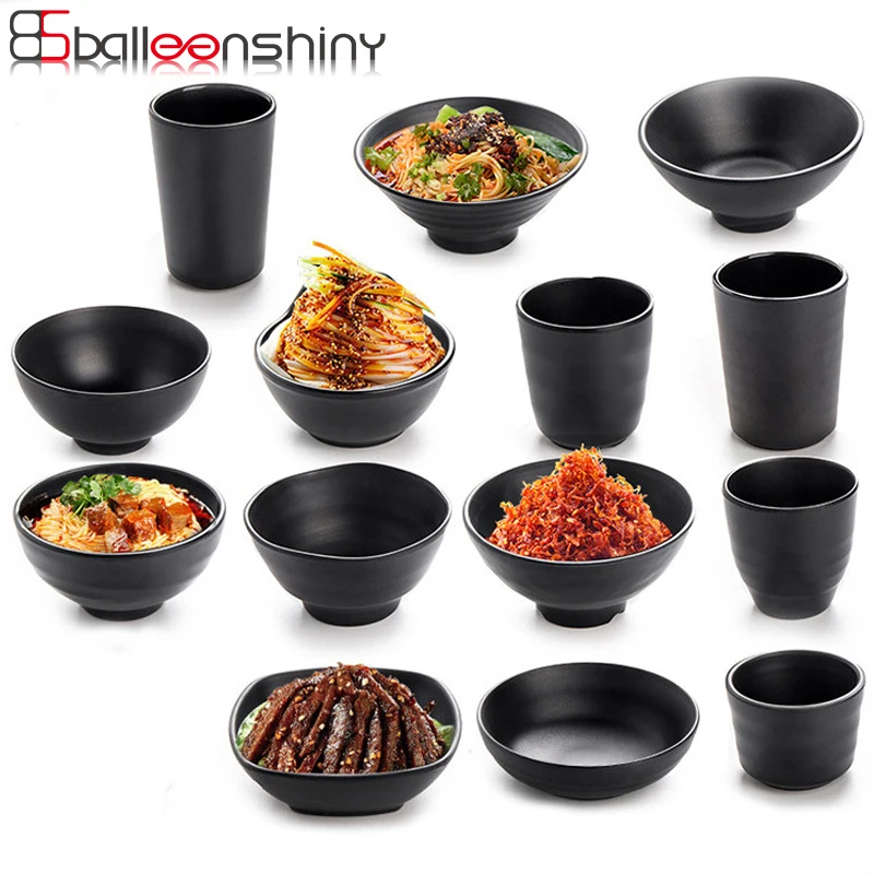 

BalleenShiny Melamine Bowl Black Frost Porcelain Imitation Sauce Relish Rice Soup Small Bowl Hot Pot Noodle Solid Tableware