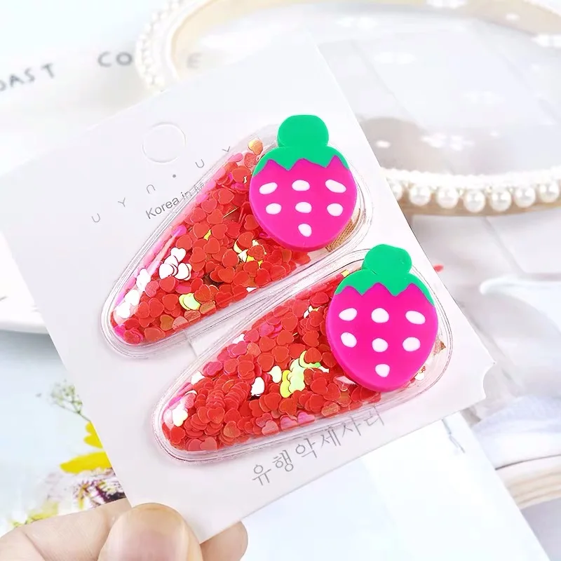 Strawberry MIMS, новинка, детский разноцветный яркие заколки для волос, аксессуары для волос, головной убор, заколки с фруктами, мультяшная Радуга, заколка для волос для девочек, подарок, 2 шт - Цвет: Strawberry