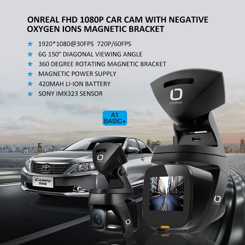 1080P Автомобильный видеорегистратор OnReal A1 basic + отрицательные ионы кислорода gsensor