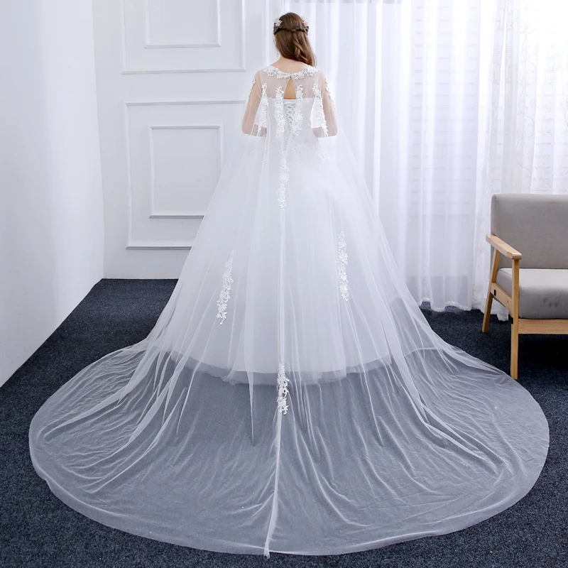 Женское свадебное платье со шлейфом He's Bride белое элегантное до пола шнуровкой