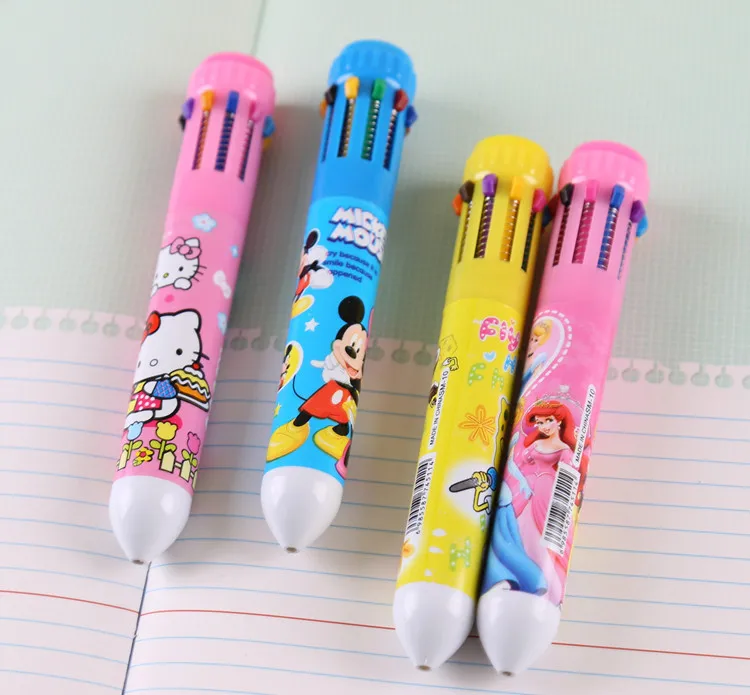 4 шт. в партии милая Шариковая ручка с мультипликационным принтом kawaii 10 цветов
